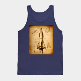Rocket Drawing Two Engines Tank Top